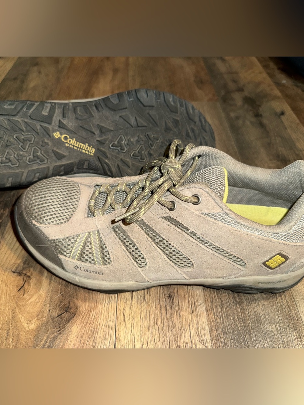 Columbia Women's Beige Trail Runners with Yellow Accents